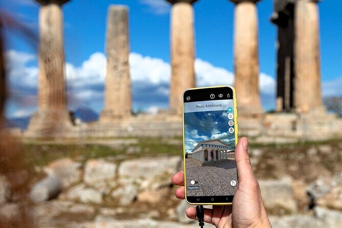 Ancient Corinth: Self-Guided Audiovisual Tour with 3D Models - Entering Ancient Corinth with a phone in your hand