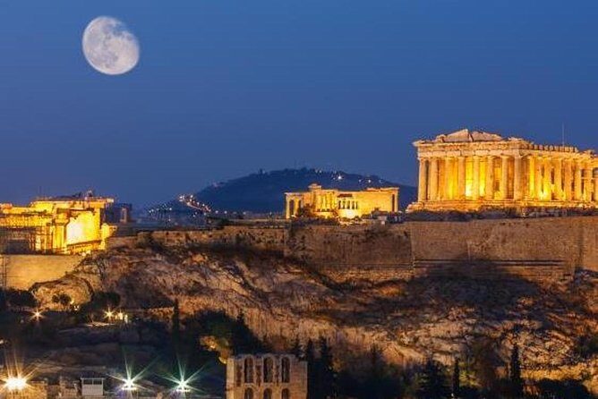 Athens by night - From Hadrian’s Library toward Plaka: a classic Athens transition