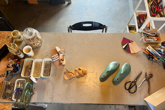 Athens Make Your Own Greek Leather Sandals Workshop - What’s included: tools, leather, drinks, and the shoebox home
