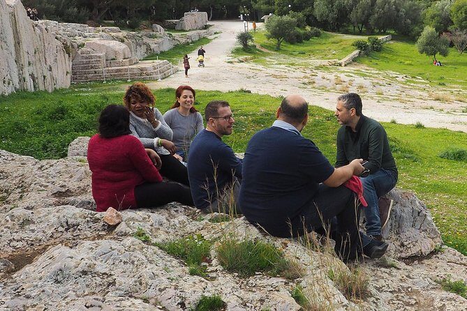 Democracy Experiential Workshop Activity on Pnyx hill, Athens - Ostracism practice: writing names and making exile real